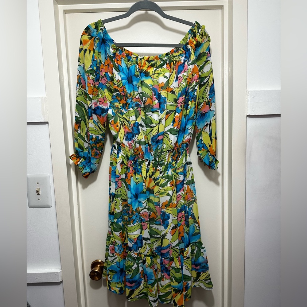 BAR III Women's Ruffled Off-The-Shoulder Dress